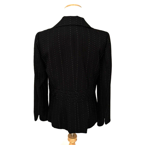 Classiques Entier Blazer 8 Petite Black 3-Button Jacket Dots Career Business - Picture 5 of 13